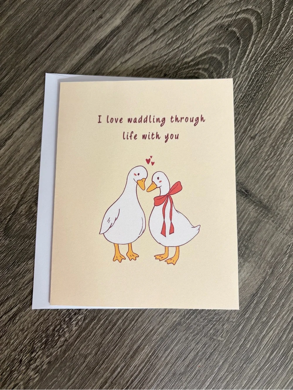 Duck Anniversary Card | Handmade Blank Card | Cute Goose Card | A2